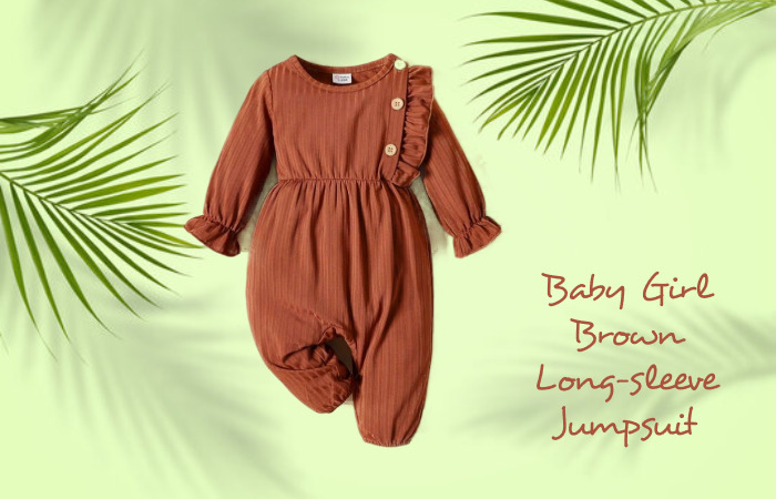 Baby Girl Brown Long-sleeve Jumpsuit
