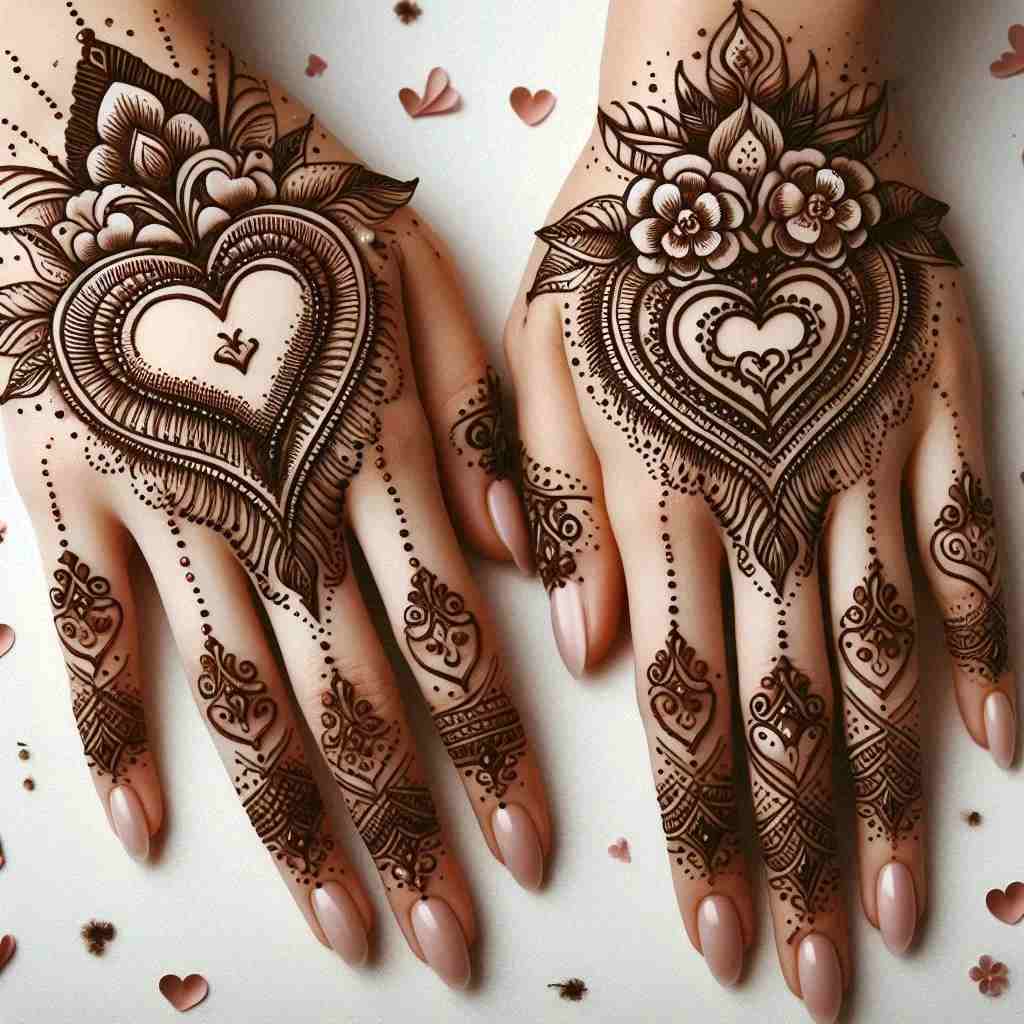 Bridal Mehendi Design With Adorable Mini Hearts